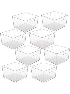 8 Pack Extra Large Clear Storage Bins - Versatile 11x11 Cube Organizers for Home